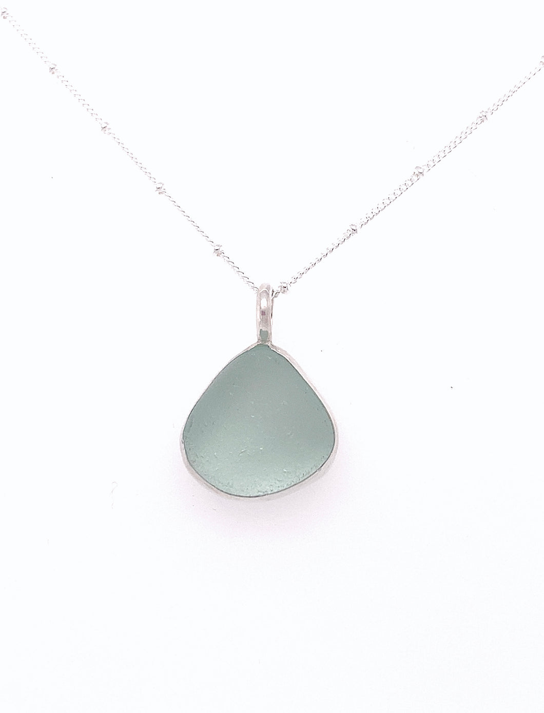 Seafoam Blue Sea Glass Necklace