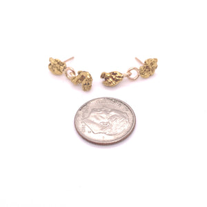 Gold nugget dangle earrings