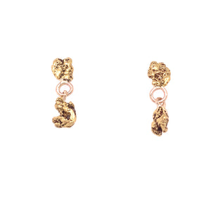 Gold nugget dangle earrings