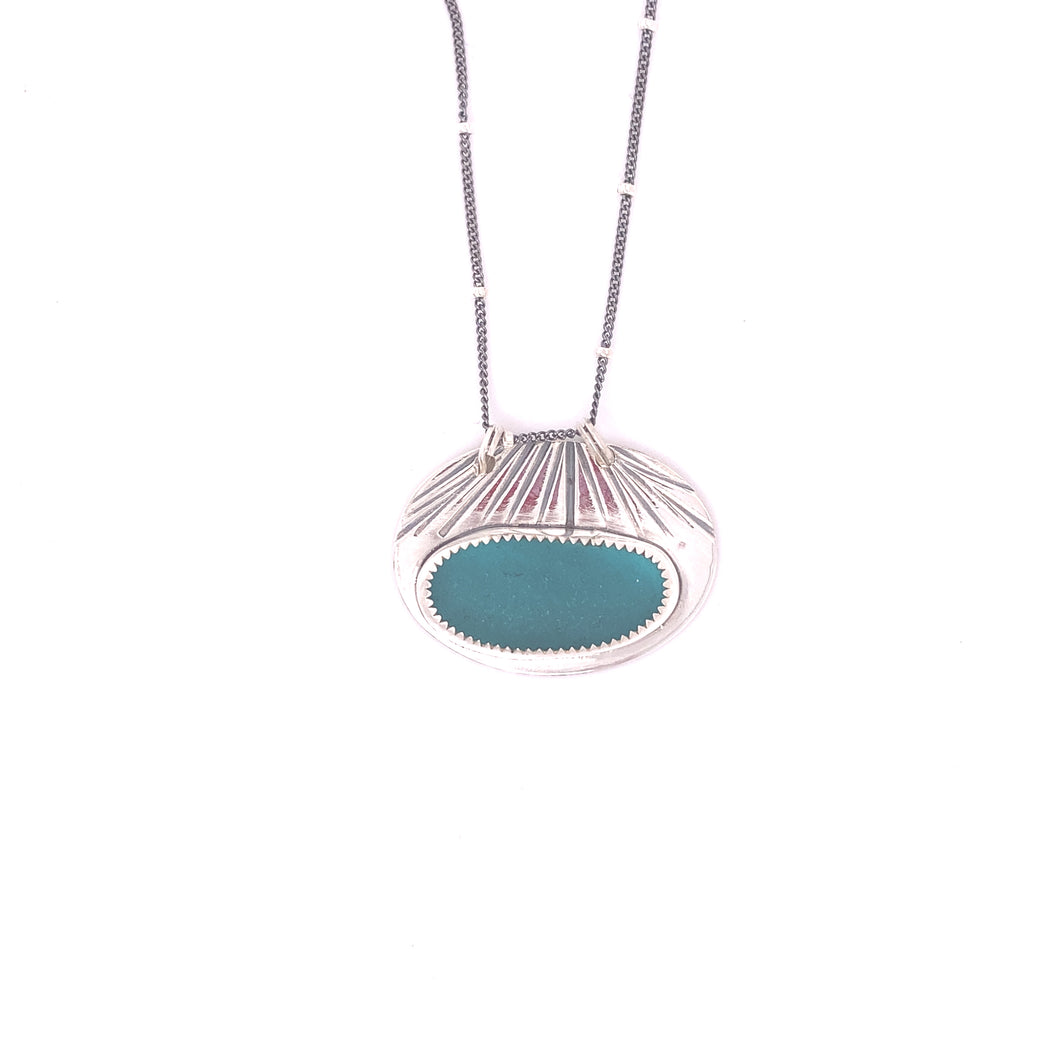 Teal Sea Glass Necklace