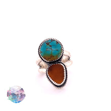 Load image into Gallery viewer, Sz 7 Turquoise &amp; Sea Glass Ring
