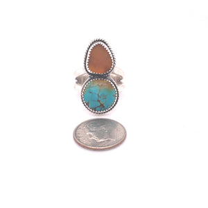 Sz 7 Turquoise & Sea Glass Ring