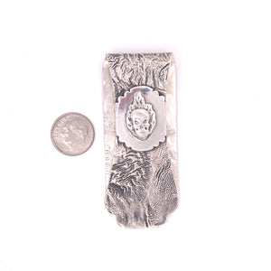 Reticulated Silver Skull Money Clip